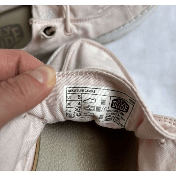 Women's Wendy Slub Canvas Hey Dude Size 6, Light Pink - Picture 5 of 6